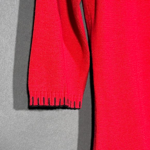 Stonebridge Red Sweater Wide Collar Black Accents On Neckline And Cuffs Size P - Picture 5 of 10